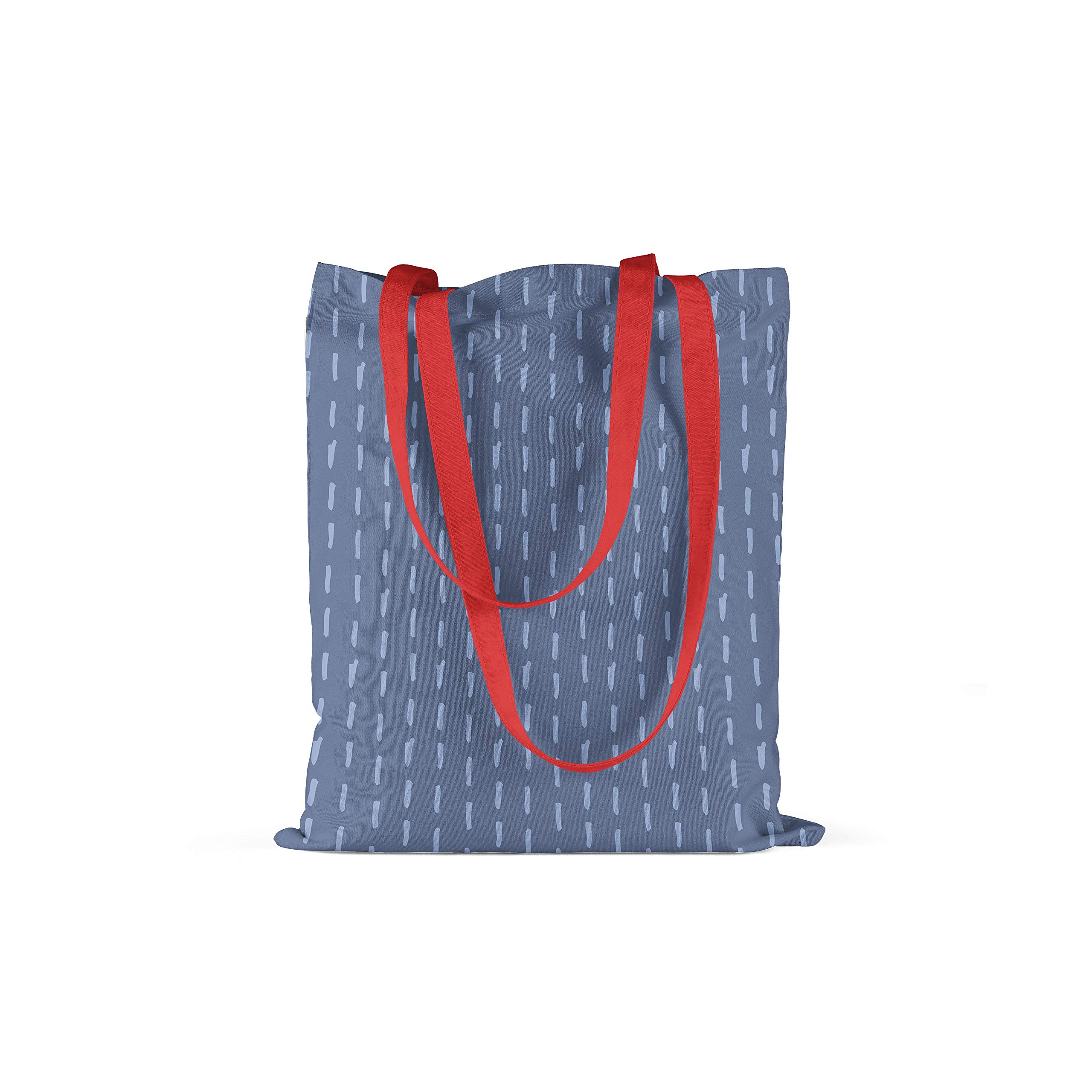 Bonamaison Printed Tote Bag, Reusable Grocery Bag, Shopping Bag, Machine Washable, Foldable, Canvas Cloth Bag with Red Handles, Size: 34x40 Cm