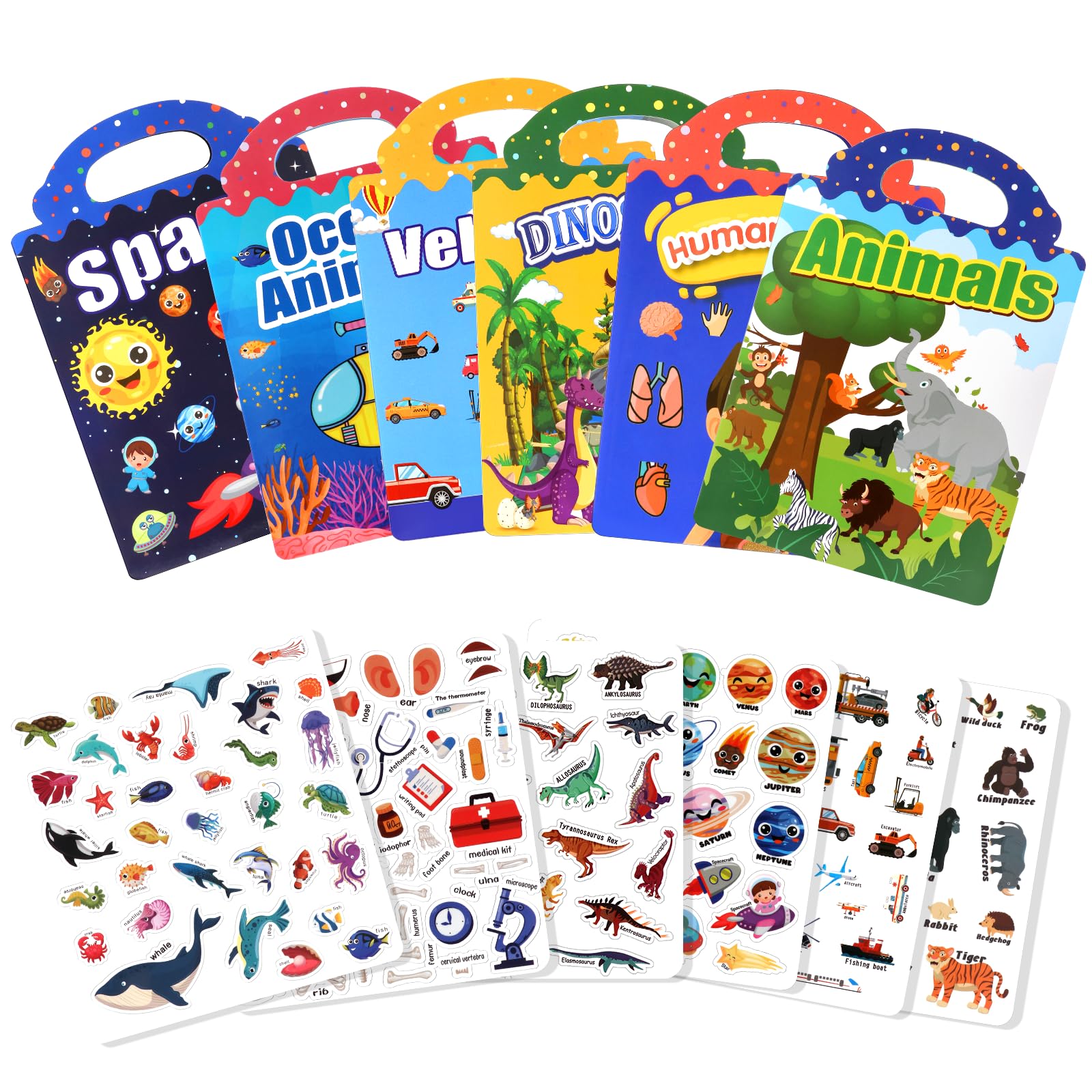 6 Pack Reusable Sticker Book - Toddler Books and Travel Activity Packs for Kids,Sticker Books for 2+ Year Olds， Reusable Sticker Story Book for Toddlers Boys Girls. — image 1