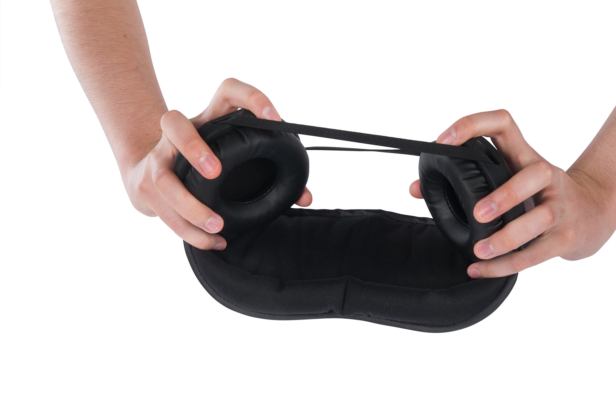 Ear Muffs for Sleeping with Sleep Mask Navy Blue. Soft & Luxurious Mask, Satin Exterior