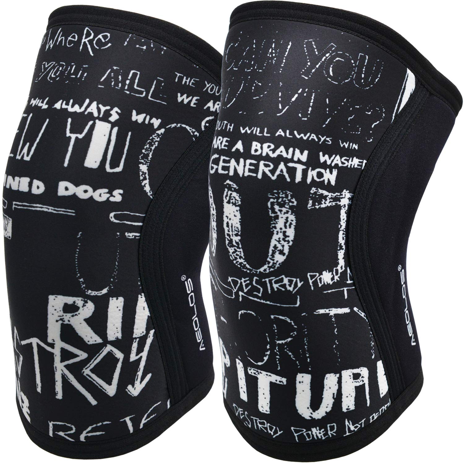 AEOLOS Knee Sleeves(1 Pair),7mm Thick Compression Knee Braces Offer Strong Support for Weightlifting,Powerlifting,Crossfit,Bodybuilding,Squats,Gym and Other Sports