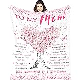 Mom Blanket, Gifts for Mom from Daughter Son, Unique Pink Women Throw Blanket Gifts for Mothers Day Anniversary Christmas, Super Soft Warm Flannel Blankets 60"X50" for Couch Bedroom Livingroom