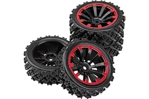 HIRCQOO 10-Spoke 12mm Hex Hub Wheel Rims & Rubber Tires Compatible with HSP Tamiya HPI Kyosho 1/10 1/12 On-Road Touring Car,WLtoys 1/14 144001 Traxxas 1/16 Slash 1/18 A959B RC Buggy