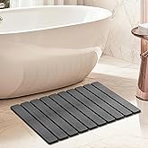 HEGUANRONG Foldable Stone Bath Mat,Diatomaceous Earth Shower Mat,Non-Slip Quick Dry Bath Mat for Bathroom,Super Absorbent Stone Bathroom Mat,Naturally Easy to Clean,23.4"x 15.4",Gray