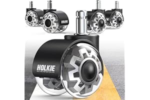 HOLKIE Office Chair Wheels Replacement 11x22mm Universal Fit 2 Inch Casters, Grey Dual Rubber Smooth & Quiet Rolling Desk Whe