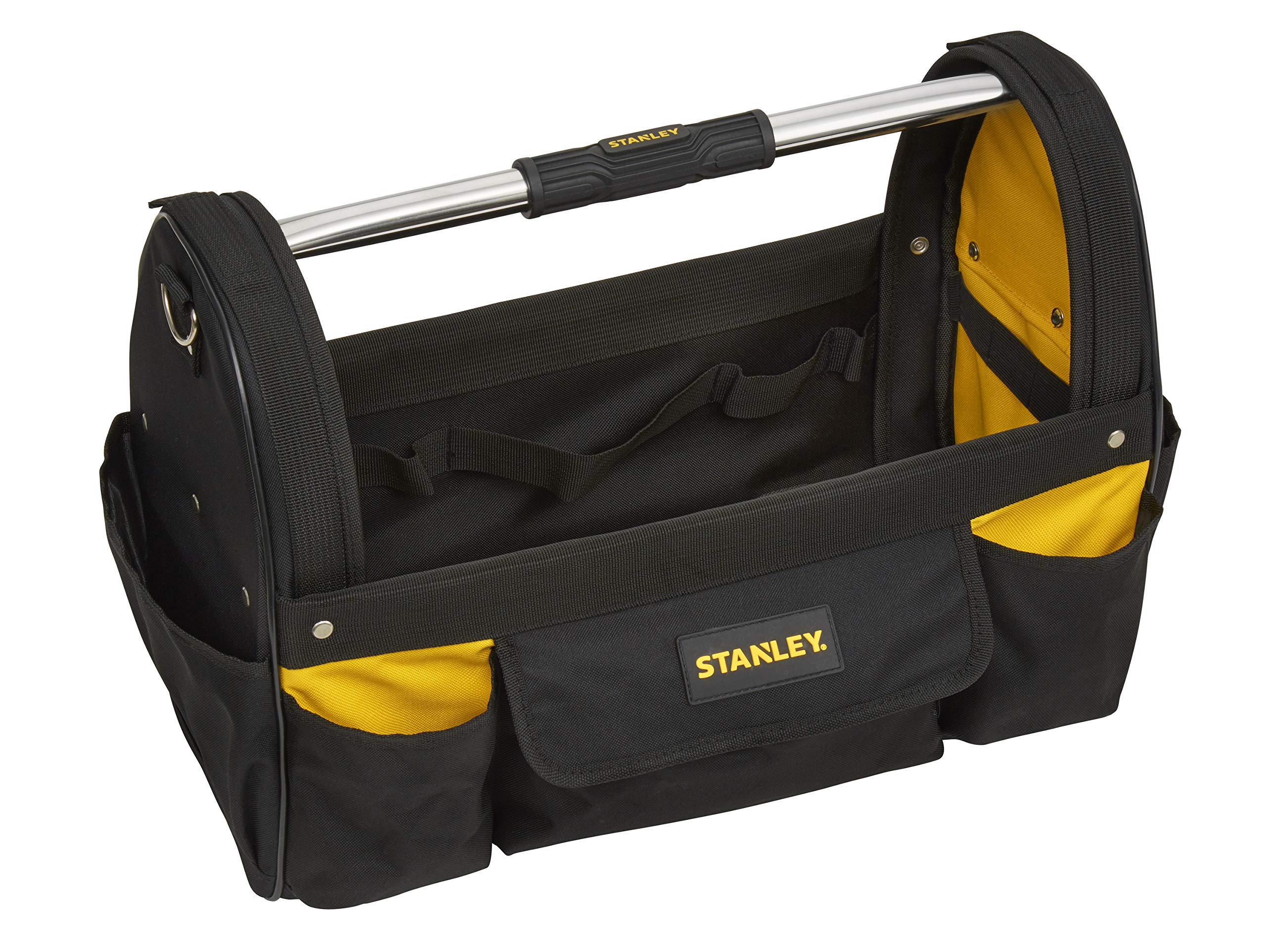 Stanley STST1-70712 Open Tote Tool Bag with Belt, Black/Yellow