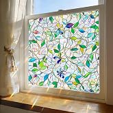 Rainbow Stained Glass Window Privacy Film,Anti-UV Heat Blocking Save Energy | Easy to install, Static Cling &amp; Removable, Sun Blocking Anti-Glare, Renter Friendly for Front Door car&amp;Bathroom,17.5x78.5