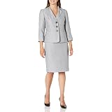 Le Suit Women's 3 Button Notch Collar Mini Diamond Jacquard