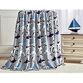 Elegant Comfort Lightweight Printed Throw Blanket- All Season, Ultra Soft, Cozy and Plush- Decorative Throw Blankets, Perfect for Lounging, 50 x 60 inches, Gray Shark, Throw Blanket
