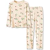 Cute Floral/Fruit Pajamas for Toddler & Little Girls Snug-Fitting Long Sleeves & Pants 2 Piece PJ Set Size 2T-10