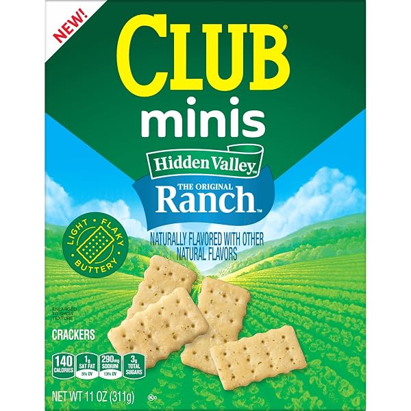 CLUB MINIS CRACKERS, LUNCH SNACKS, SNACK CRACKERS, HIDDEN VALLEY RANCH, 11OZ BOX (1 BOX)