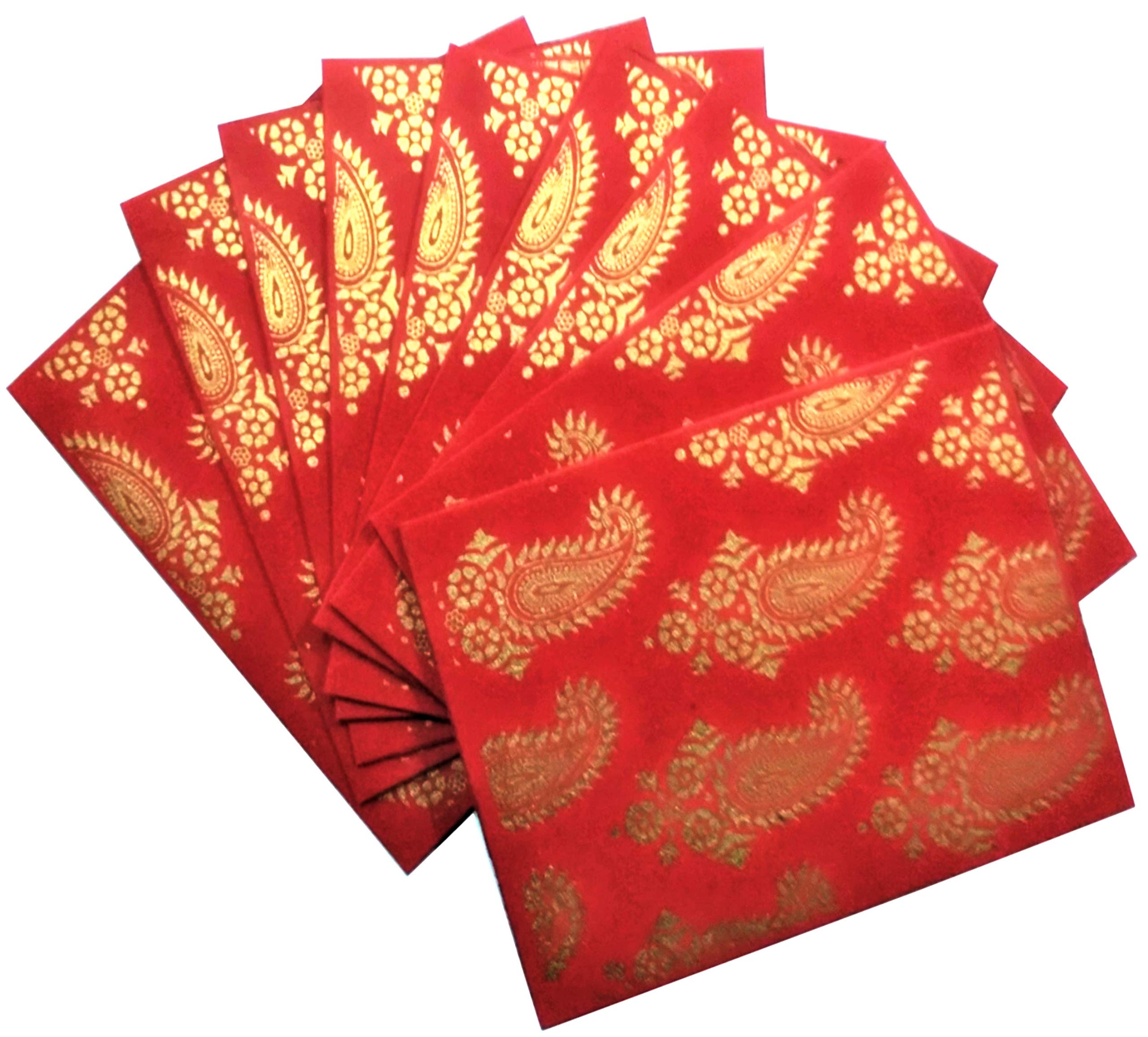 Purpledip Paper Card-Envelope Pack (Set of 10) 'Timeless Symmetry': Handmade Organic Paper Cards 6 * 4 inches for Personalized Greetings (11458A)