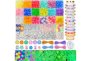DULEFUN Glow Beads Bracelet Making Kit, Glow in The Dark Pony Beads Letter Beads Heart Beads for Bracelets Making Luminous Plastic Glow Beads DIY Craft for Girls Kids Adults