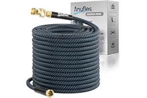 ANUFLES Garden Hose 50FT, Lightweight 3-Layer PVC Flexible Water Hose, No Kink, Leak-Resistant, High-Pressure with Meatl Fittings, Durable for Outdoor, Gardening, Washing Cars, Easy to Store