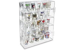 Ikee Design Mirror Back Acrylic Wall Mountable Display Case with 4 Shelves for Figures and More, Acrylic Case for Home Decor, Shop Display and Showcasing Use, 10.87 W x 2.87 D x 14 H in