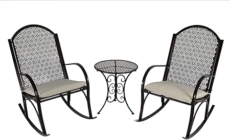 Amazon Com Outdoor Patio Rocking Chair Garden Set With Cushions Front Porch Rockers Garden Outdoor