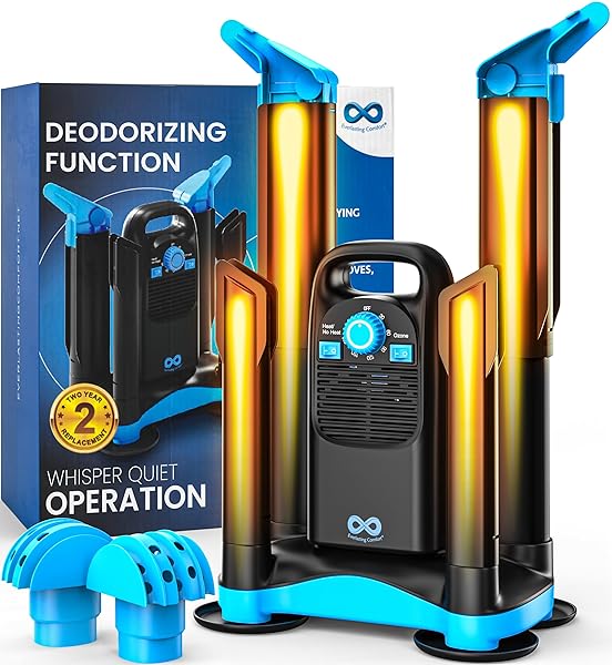 UPGRADED BOOT DRYER FOR WORK BOOTS WITH OZONE DEODORIZER – FAST DRYING COMPACT EASY-TO-USE SHOE WARMER ADJUSTABLE TUBE DESIGN – FAST DRYING SHOES DRYERS FOR SNEAKERS & GLOVES, SKI GEARS (2 PAIR)