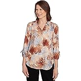 Textured Leaf Button Front Top