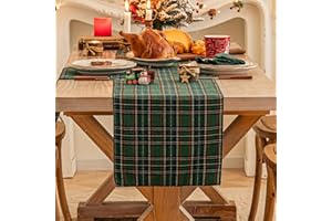 AQOTHES Green Blue Plaid Christmas Table Runner, Winter Holiday Table Runners 72 inches Long Xmas Decorations Indoor Outdoor Farmhouse Home Kitchen Dining Party Decor