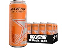 Rockstar Energy Drink with Caffeine Taurine and Electrolytes, Recovery Orange, 16 Fl Oz (Pack of 12)