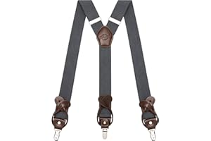 Kohentact Suspenders for Men with Clip & 6 Buttons 1.4in Y-Shape Stainless Steel
