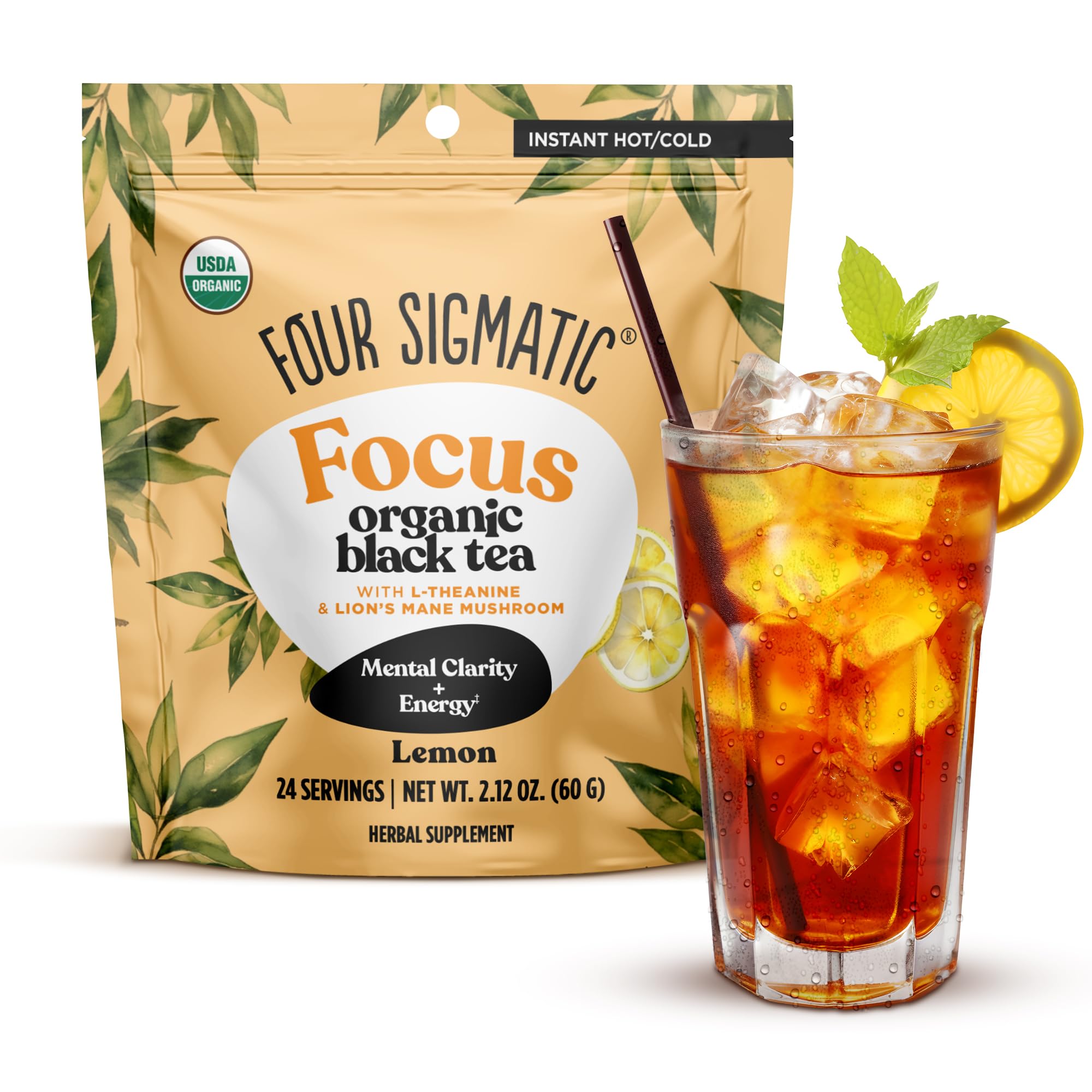 Four Sigmatic Think Organic Black Tea | Instant Lemon Tea w/Lion's Mane