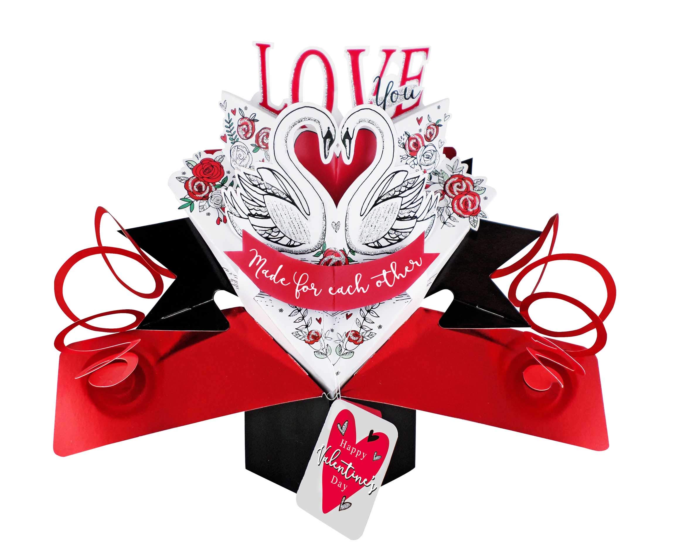 Pair Of Swans Valentine's Day Greeting Card 3D Pop Up Cards
