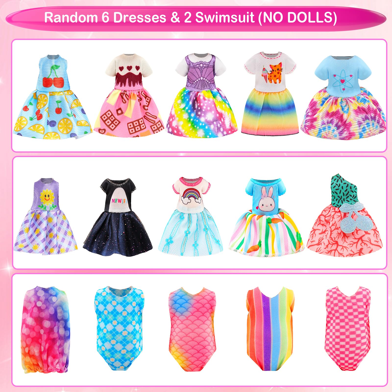 Miunana 25 PCS 5.3 Inch Girl Doll Clothes Dress Outfits and Shoes with 4 Pairs of Shoes for 4-6 Inch Girl Dolls Clothes and Accessories Doll Top and Pants Wings