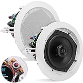 Pyle Ceiling Mount Speaker - 5.25&rdquo; 2-Way 70V Transformer | Great For: Commercial or Restaurant Audio | Surround Sound | Flush Design | In-Wall Installation | 1pc (White) - PDIC53T