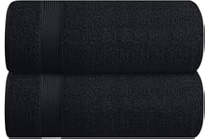 Belizzi Home Cotton 2 Pack Oversized Bath Sheet 35x70, Large Bath Sheet, Ultra Soft, Absorbent, Compact, Eco-Friendly, Recyclable, Quick Drying and Lightweight Towel - Black