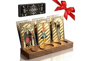 Yncotte Tarot Card Holder, Walnut Wood Stand with Moon Phases Witchy Gifts for Women, Easy Carry Tarot Gifts for Waite Oracle Lenormand Cards Daily Draw Display Meditation Wiccan Altar Decor Supplies