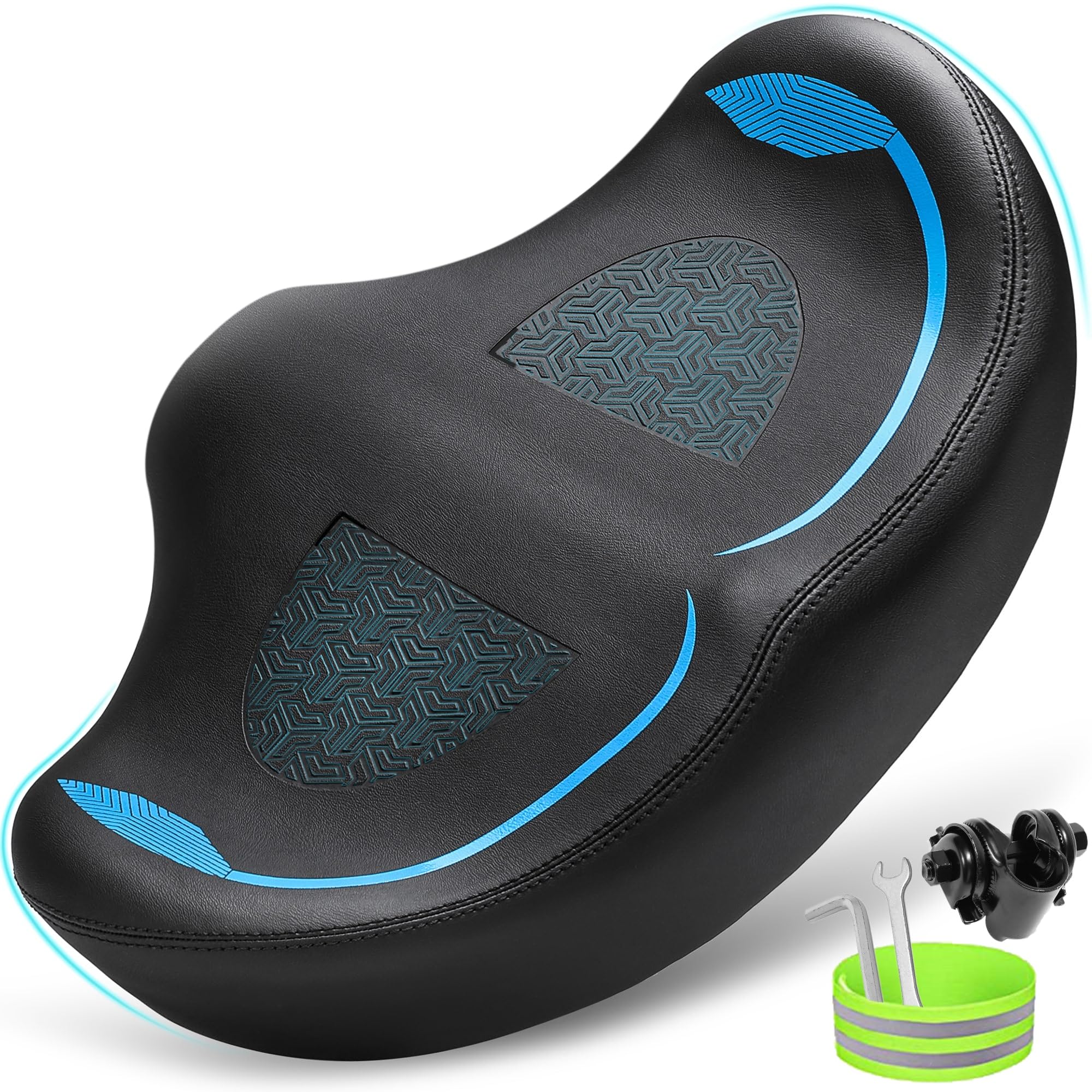 Photo 1 of CDYWD Noseless Oversized Bike Seat for Men Women Comfort, Extra Wide Padded Bicycle Seat Cushion, Large Comfortable Bike Saddle for Peloton, Stationary Exercise Bike, Beach Cruiser, City Bike, Ebike