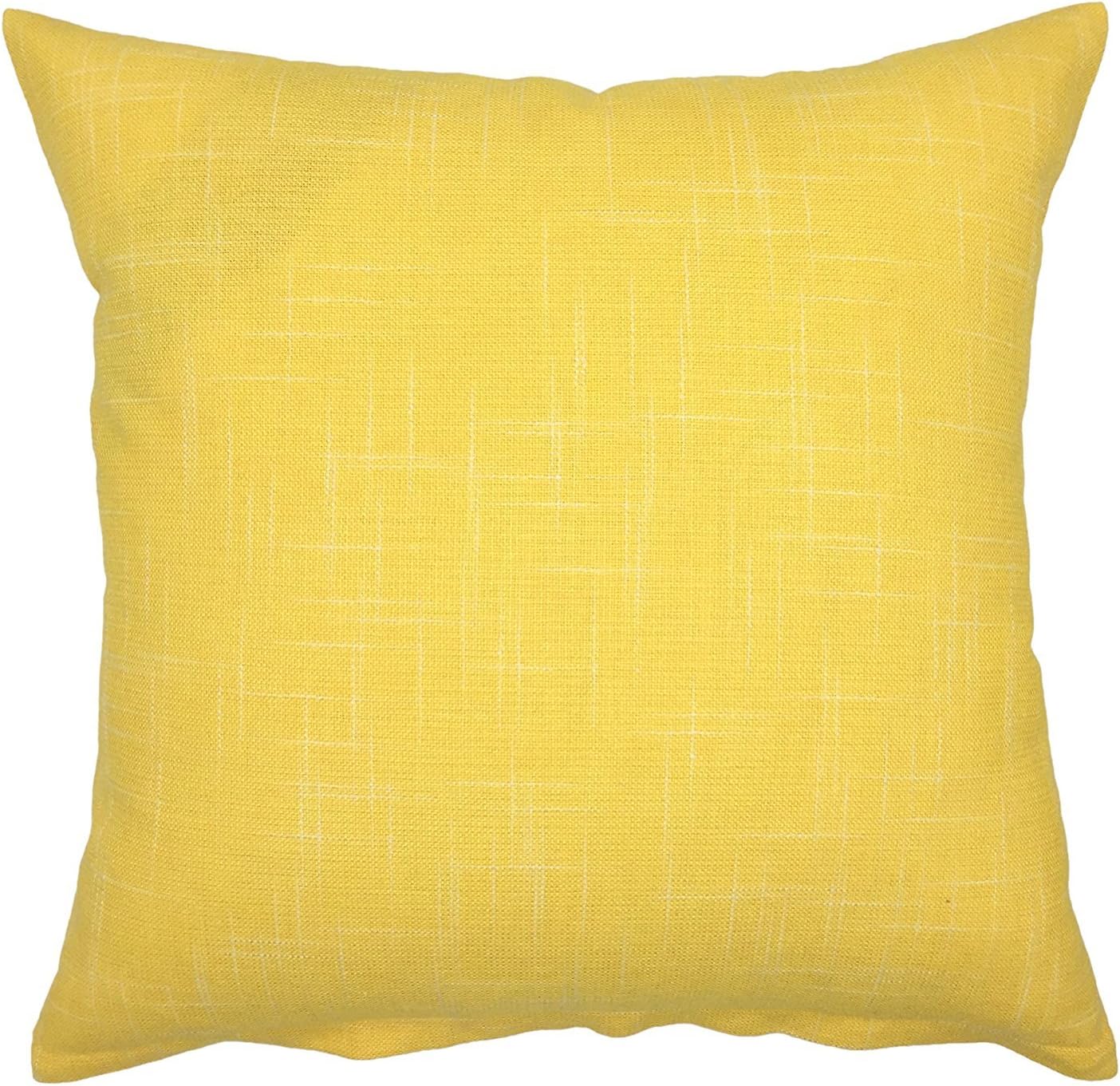 YOUR SMILE Pure Yellow Square Decorative Throw Pillows Case Cushion Covers Shell Cotton Linen Blend 18 X 18 Inches