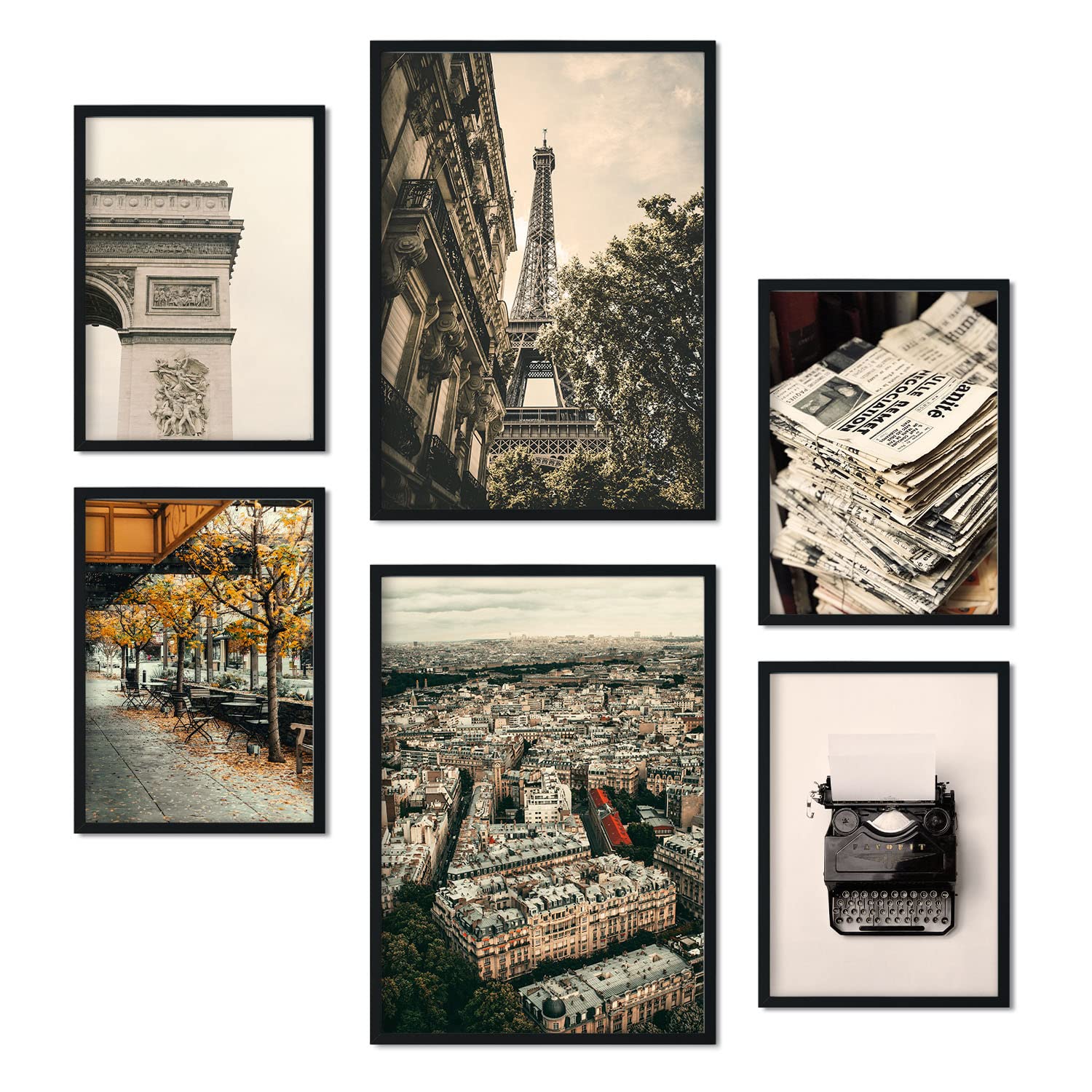 Nacnic - 6 sets of photographic Prints Paris Vintage - Modern wall art printing to hang in home - decorative Prints A3 and A4 - Unframed — image 1