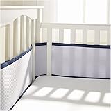 navy blue mesh crib bumper