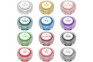 SHANLINLY Luster Dust Edible Set - 12 Colors Food Grade Cake Dust Shimmer Powdered, Flavorless Edible Metallic Powder Food Coloring for Cake Decorating, Chocolates, Fondant, Drinks, Painting, Kosher