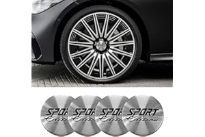 QZTYTY 4PCS Car Wheel Center Hub Cover, Center Caps for Rims, Waterproof & Rustproof Automotive Accessories Decals, Universal Car Accessories Hub Caps Compatible with Cars (Silver/Sport)
