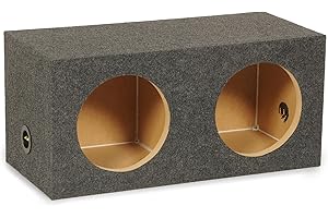 Q POWER QPower 10 Inch Heavy-Duty Dual Sealed Carpet Covered Durable Car Audio Vehicle Subwoofer Enclosure Woofer Box, Charcoal Gray