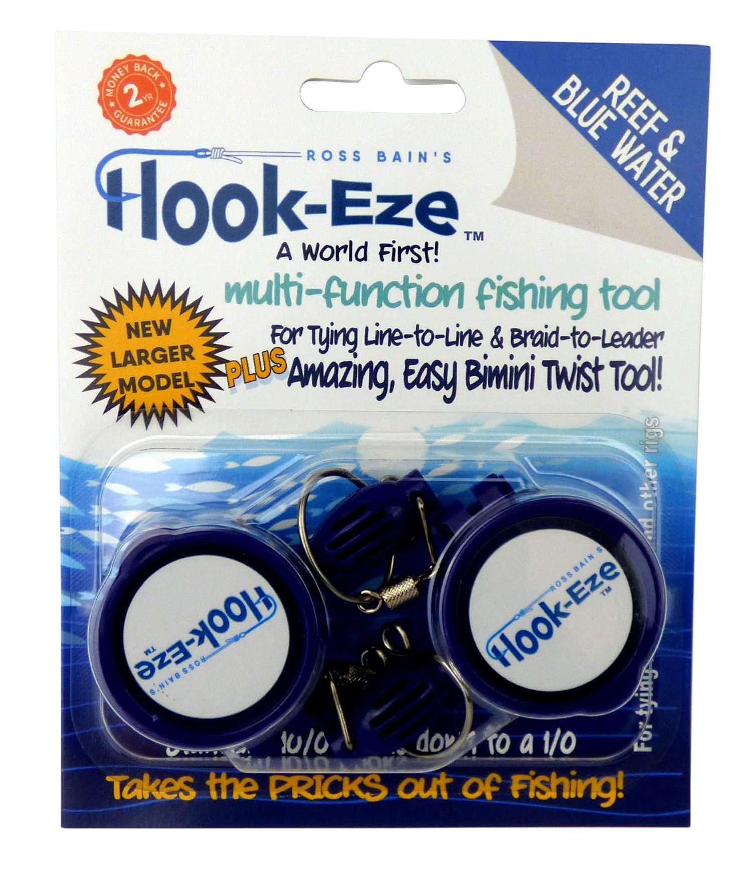 HOOK-EZE Fishing Tool - Hook Tying & Safety Device + Line Cutter - Cover Hooks on 2 Poles & Travel Safely fully rigged. Multi function Fishing Device.