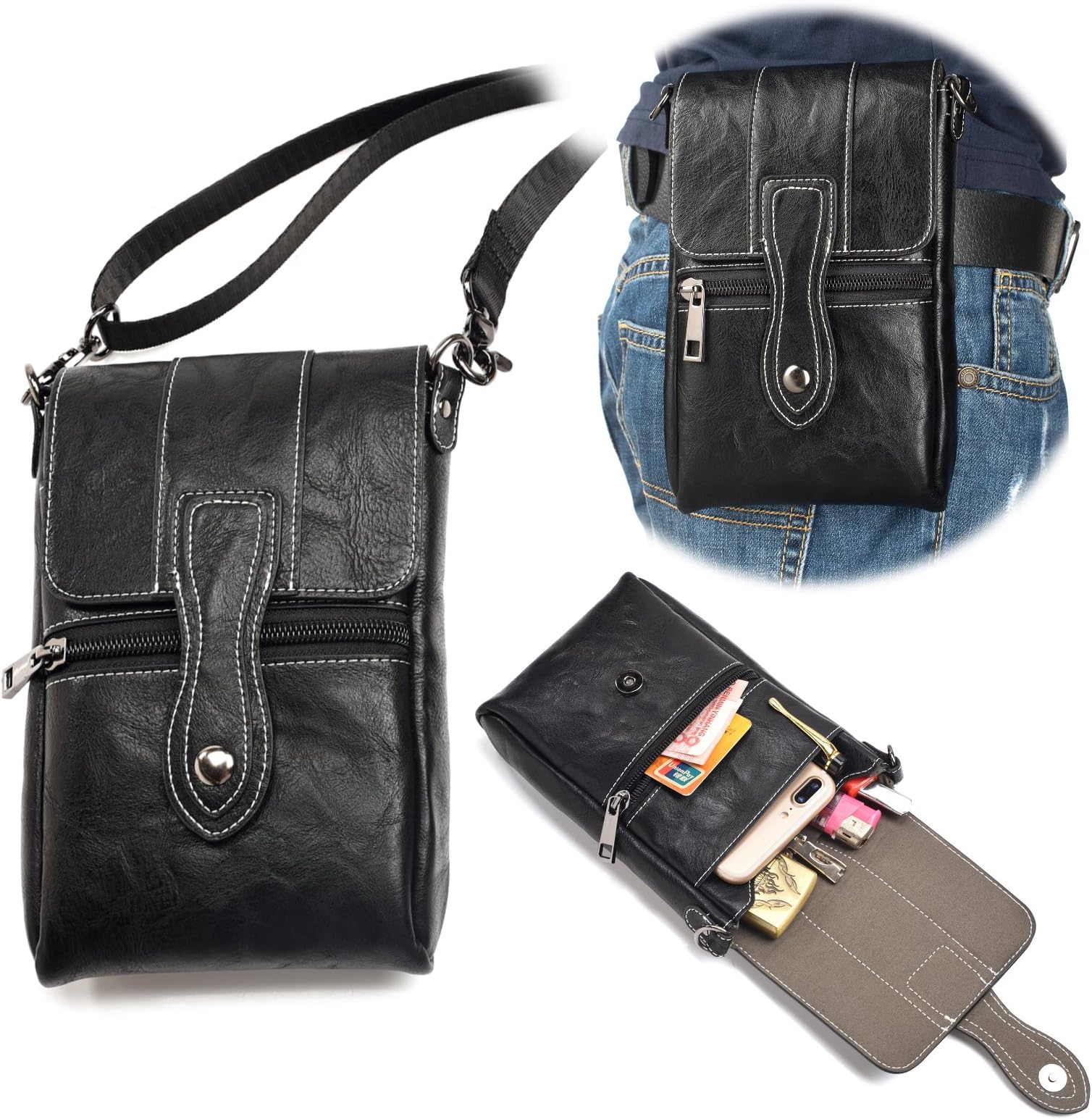 Waist / Shoulder / Wallet Bag Case Fanny Waist Pack Compatible iPhone 11 Pro X XR XS Max 8 Plus ; Samsung Galaxy S20 Ultra S20+ S10 5G S10e S10+ S9 S8 Note 10 9 8 A10 A20 A30 A40 A50 A51 A70 A71 A80