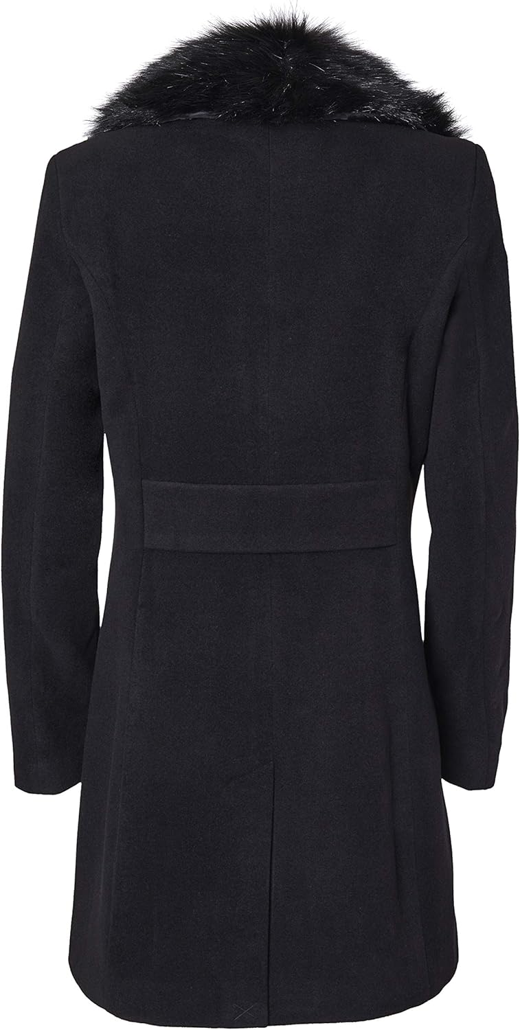 Sportoli Coats for Women Faux Wool Single Breasted Winter Jacket with Detachable Fur: Clothing