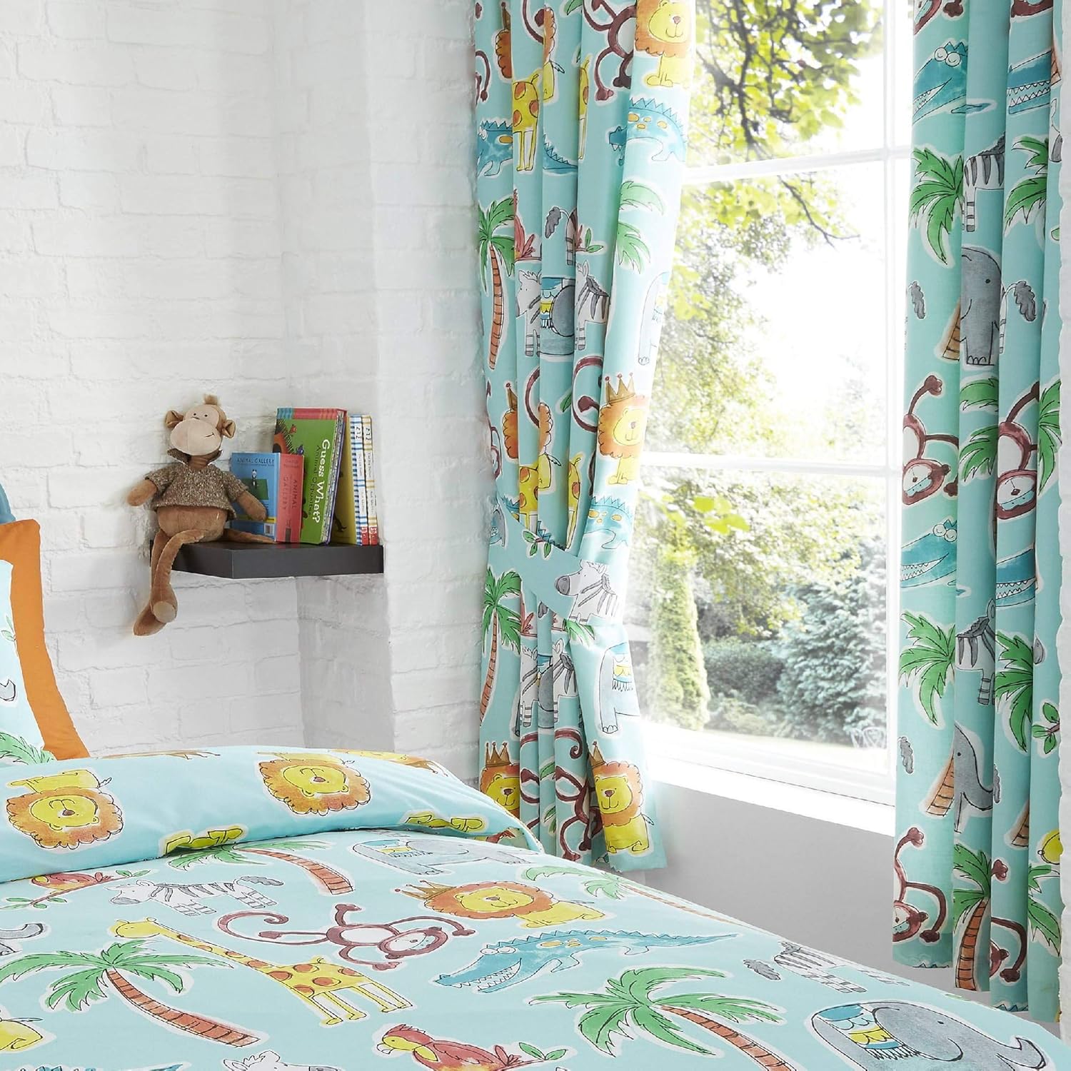 Happy Linen Company Childens Jungle Safari Animals Lion King Teal