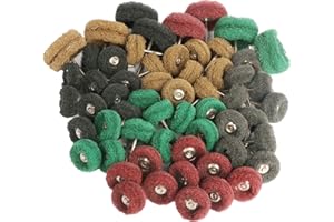 FPPO 58PCS Abrasive Buffing Polishing Wheel Set for Rotary Tools,Scouring pad Mini Brush Polishing kit with 3mm Shank,Power-Operated Abrasive Wheels(Mix 58pcs)