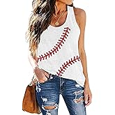 Baseball Tanks Top Women Love Baseball Graphic Shirts Baseball Sleeveless Tops Casual Workout Vest Shirt