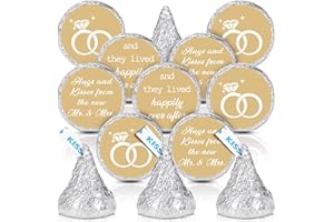 Laumoi 1000 Pcs Hugs and Kisses from The New Mr and Mrs Wedding Stickers, Chocolate Drops Labels Candy Stickers 0.75 Inch for Weddings Engagement Party Favors Decorations(Classic,Gold)