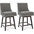 CHITA Counter Height Swivel Bar Stools with Back Set of 2, FSC Certified Upholstered Fabric Bar Stool, 26.8" H Seat Height, Fabric in Fog