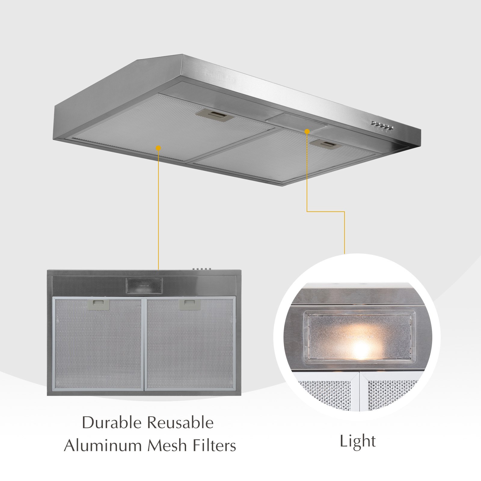 30" Ductless Range HoodKUPPET YA300 265 CFM Kitchen Stainless Steel