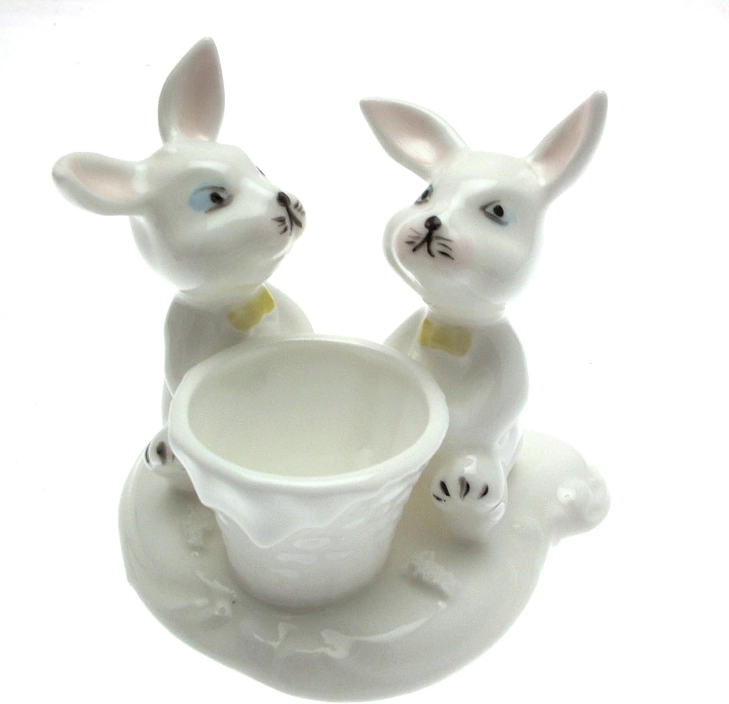 Egg Cup Rabbit Design White Porcelain Small Sized Egg Holder Ring