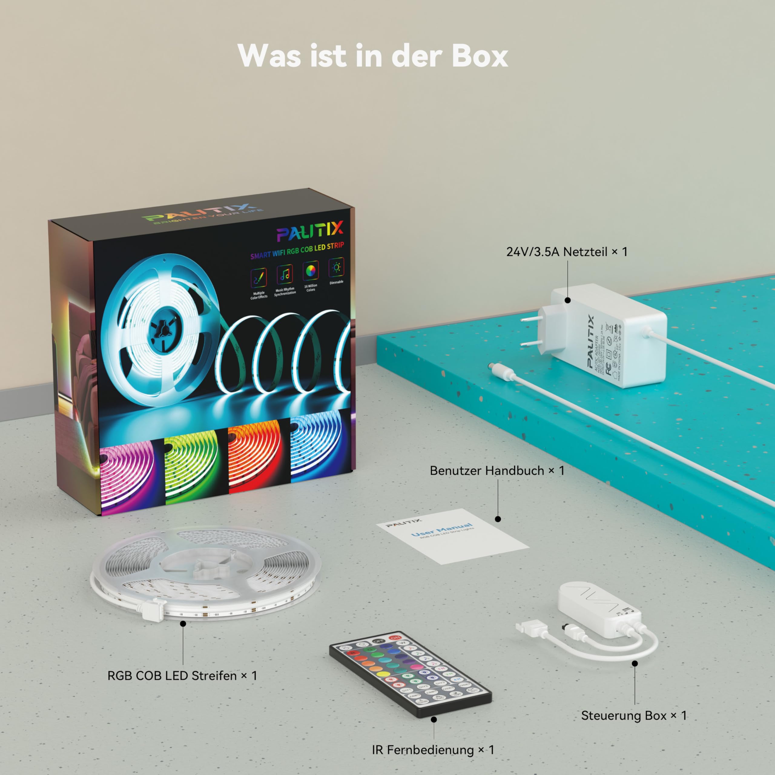 PAUTIX COB LED Streifen RGB 10M,Dimmbares 24V RGB LED Strip Light Selbstklebend,WIFI Funktioniert mit Alexa/Google Assistant/Tuya Farbe Wechselndes LED Band für Spielzimmer,Party DIY Dekoration 6