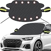 Mengine Windshield Snow Cover, Magnetic Car Snow Windscreen Cover, Sunshade Windscreen Coverwith 9 Magnets and Side Wing Mirr