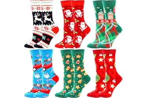 BISOUSOX Christmas Socks for Women Crazy Funny Dress Colorful Novelty Crew Cute Socks Christmas Gifts for Women Girls